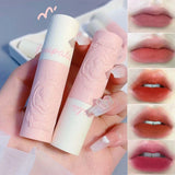 Oklulu Angel Embossed Lip Mud Lip Gloss Matte Lipstick Easy To Color Long Lasting Silky Muddy Lip Glaze Pigment Lip Makeup Cosmetics