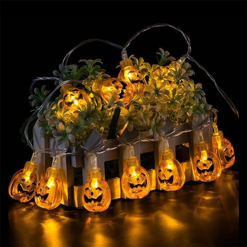 150cm 10LED Halloween LED String Lights Portable Pumpkin Ghost Skeletons Lights for Home Bar Halloween Party Decor Supplies