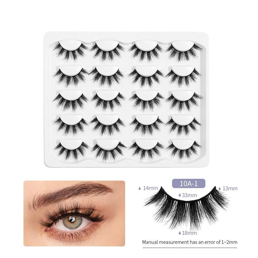 Oklulu 10 Pairs Eyelashes Extension Sexy False Eyealshes Natural Fluffy Faux Mink Lashes 3D Thick Volume Strips Lashes