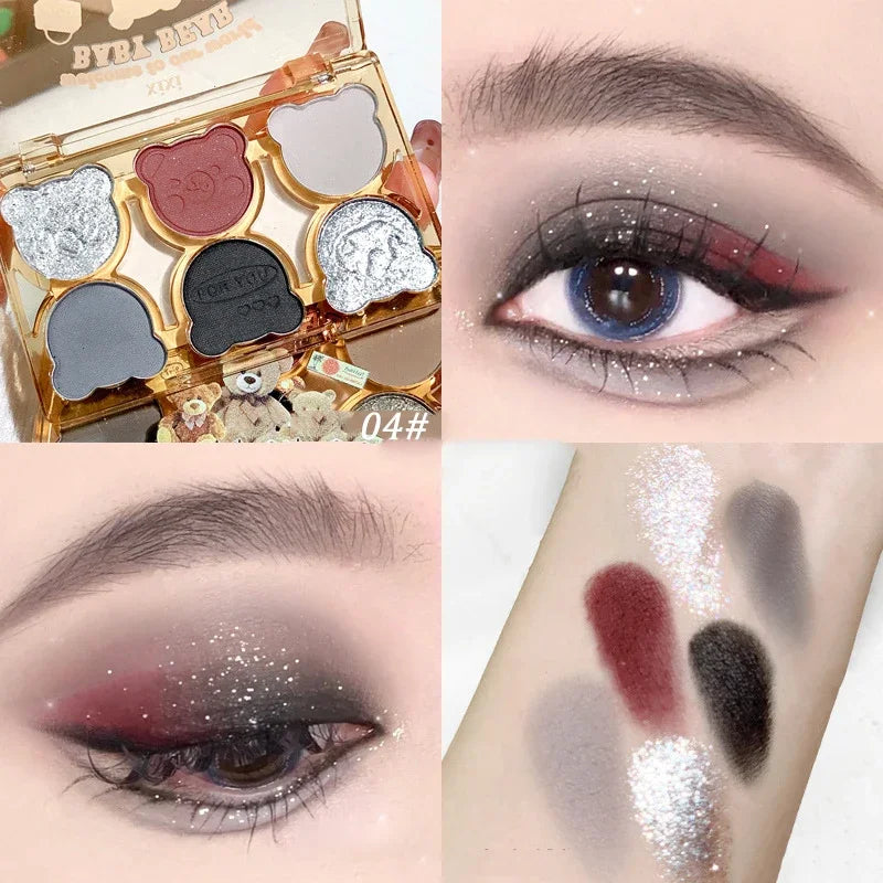 Oklulu  6 Colors Eye Shadow Palette Iris Purple Glitter Pearly Eyeshadow Palette Fashion Korean Shiny Eye Shadow Charming Eye Makeup