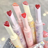 OKLULU  -  Water-light Lip Glaze Mirror Glitter Lip Tint Long Lasting Moisturising Love Heart Shape Solid Lipstick Pen Lips Makeup Cosmetic