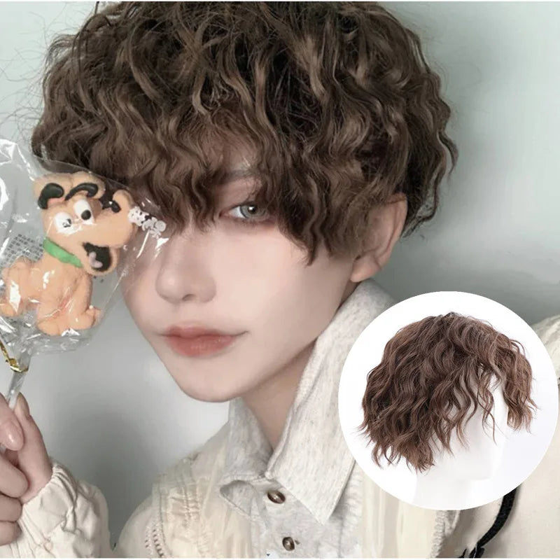 OKLULU  -  Wigs for Men Short Curly Tinfoil Hot Handsome Bubble Curls Synthetic Wigs for Cosplay and daily use fibras capilares hombre