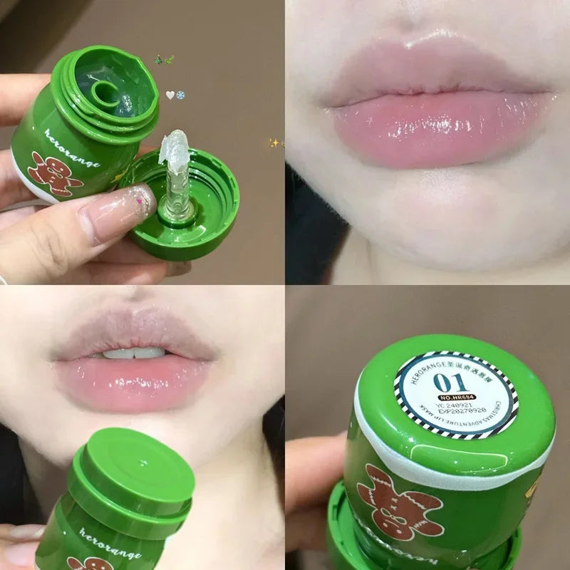 OKLULU  -  1/2PCS Christmas Lip Balm Long Lasting Nourishment and Moisturizing Lip Mask Oil Colorless Rose Pink Makeup Base Daily Lips Care