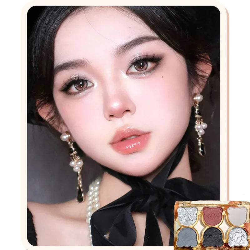 Oklulu  6 Colors Eye Shadow Palette Iris Purple Glitter Pearly Eyeshadow Palette Fashion Korean Shiny Eye Shadow Charming Eye Makeup