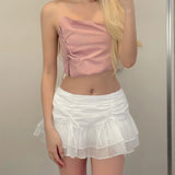 OKLULU  -  Sexy Skirt Mesh Perspective Pleated Mini Skirt Waist Casual Mini Dresses Street Nightclub Summer Women's Short Skirt