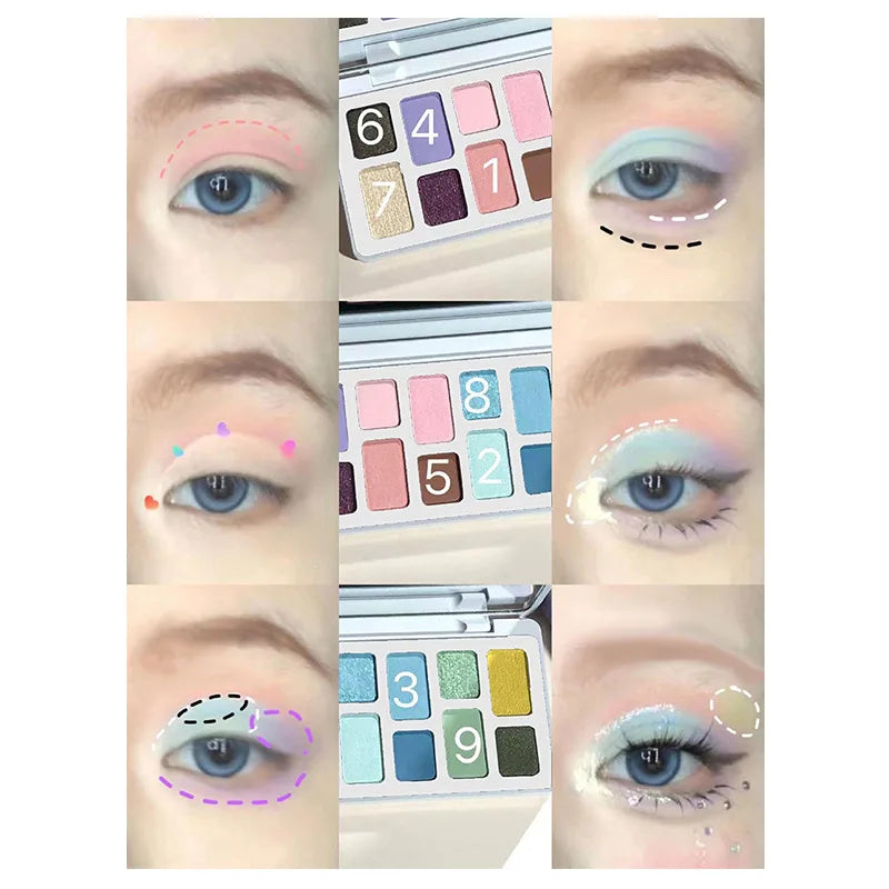 Oklulu 16 Colors Eye Shadow Tray Colorful Eyeshadow Blush Glitter Matte High Quality Long Lasting Professional Makeup Korean Cosmetics