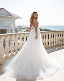 Oklulu   Boho Lace Wedding Dresses A Line V Neck Bridal Dress Sleeveless Women Wedding Gowns