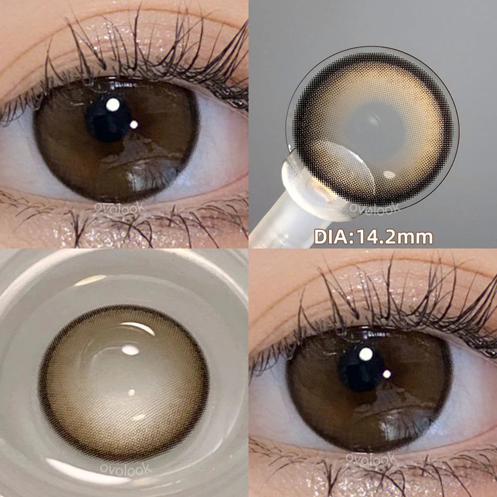 OKLULU 2PCS/Pair Free Delivery Colored Contact Lenses Myopia Prescription Lens Natural Pupils Color Lenses Blue Brown Lens