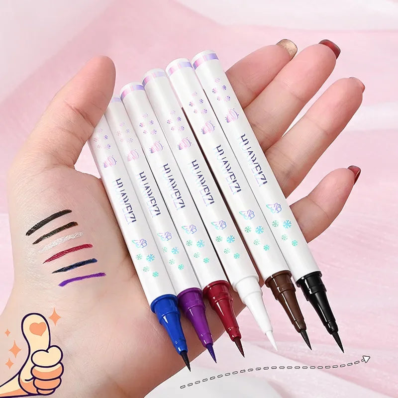 Oklulu Colored Eyeliner Pencil Matte Waterproof Long Lasting Eyeliner Liquid Pen Quick-drying No Blooming Black White Eye Makeup Tools