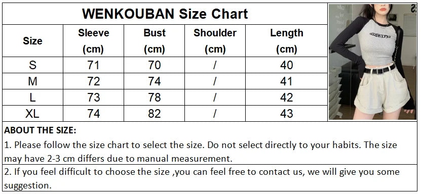 Oklulu Patchwork Long Sleeve Tshirt Women Embroidery Crop Top Female Fashion O Neck Sexy Slim Tees Top Spring Ladies Basic T-shirts Y2K