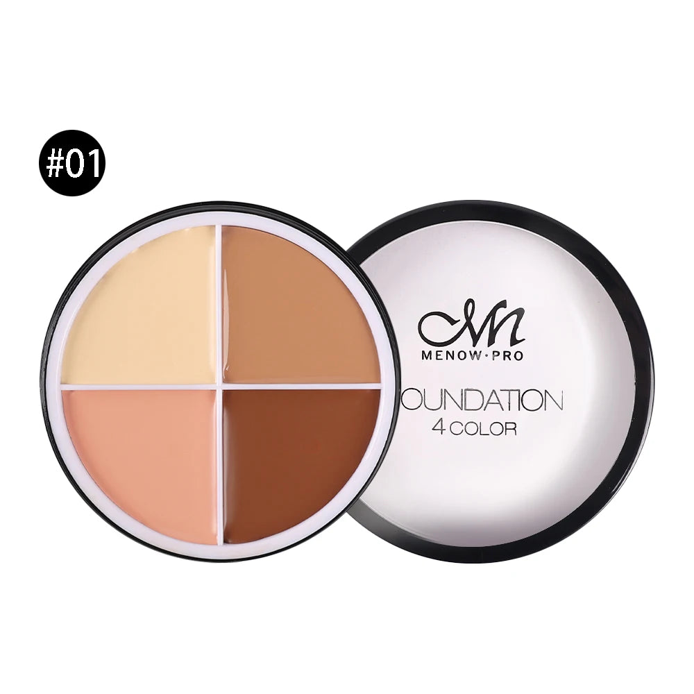 Oklulu 4 Colors Concealer Makeup Palette Waterproof Moisturizing Coverage Dark Circle Face Contour Bronzer Foundation Cream Cosmetic