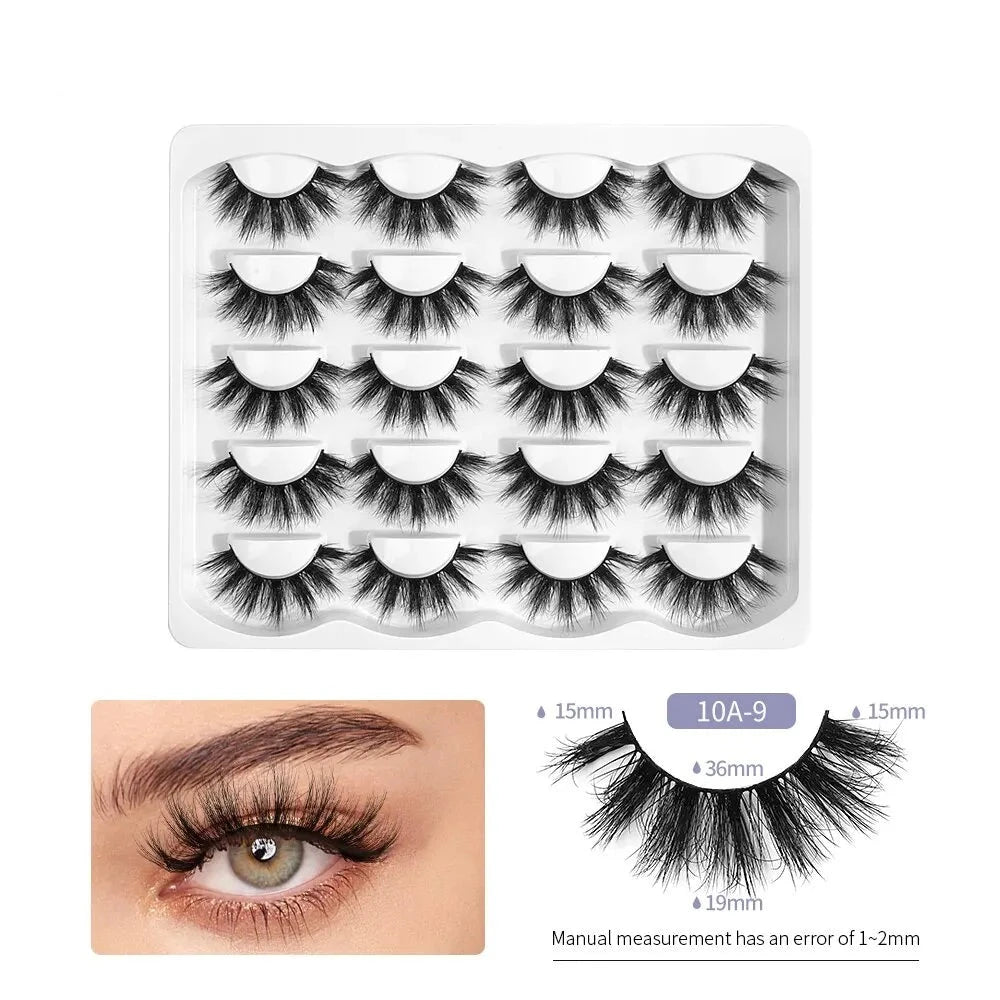 Oklulu 10 Pairs Eyelashes Extension Sexy False Eyealshes Natural Fluffy Faux Mink Lashes 3D Thick Volume Strips Lashes