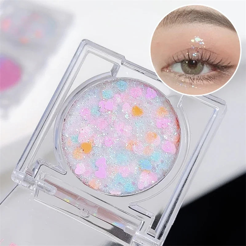 OKLULU  -  Shiny Heart Sequin Glitter Gel Silver Eyeshadow Cream Blue Pink Gold Star Nail Loose Sequins Glue Halloween Body Face Eye Makeup