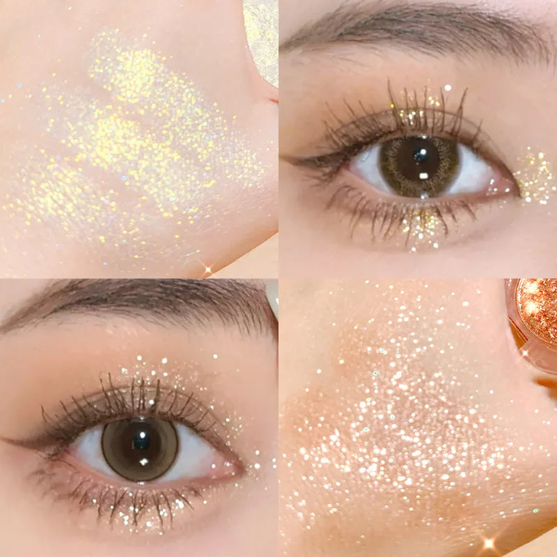 OKLULU  -  Diamond Glitter Monochrome Eyeshadow Palette Discoloration Eyeshadow Highlighter Sequins Waterproof Lasting Eyes Makeup Pigments