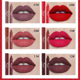 Oklulu 12 Colors Sexy Matte Lipstick Waterproof Long Lasting Color Rendering Non-stick Velvet Lips Liner Pencil Woman Makeup Cosmetics