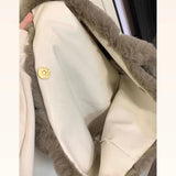 OKLULU  -   Large Capacity Brown Shoulder Bags Women Harajuku Rabbit Pattern Plush Tote Bag Ladies Vintage Casual Handbags Aesthetic