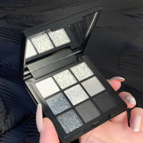 OKLULU  -  9 Color Smokey Shimmer Eyeshadow Matte Glitter Palette Sequin Eye Shadow Makeup Palette Cool Toned Gray Black Eye Pigment Palett