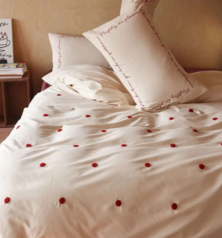 OKLULU  -  Fashion polka dot letter red bedding set teen,full queen king trend modern cotton home textile bed sheet pillow case quilt cover