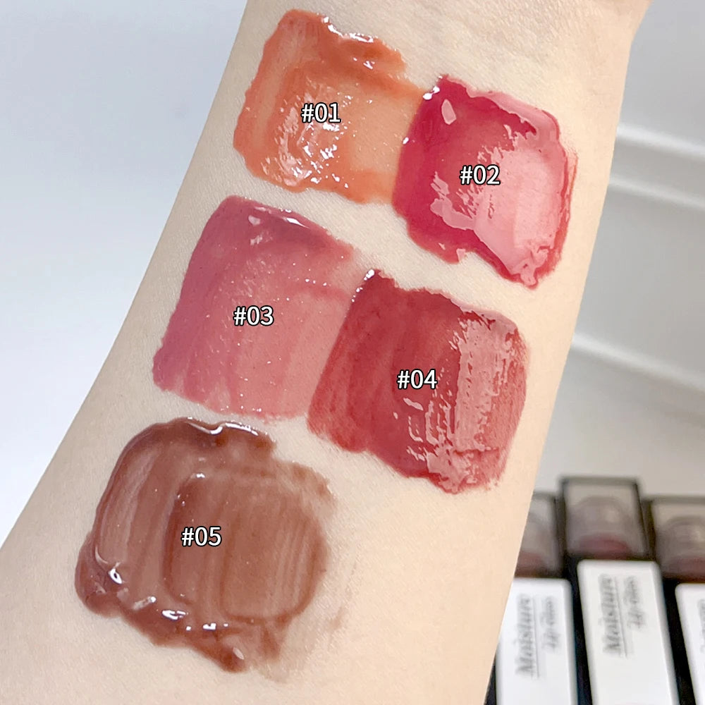 Oklulu Water Light Nude Brown Lip Gloss Mirror Jelly Liquid Lipstick Lasting Moisturize Glossy Red Pink Lip Tint Makeup Korean Cosmetic