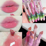 Oklulu Heart-shaped Jelly Mirror Lipstick Pen Waterproof Non-stick Cup Lasting Clear Solid Lip Gloss Moisturizing Lips Makeup Cosmetics