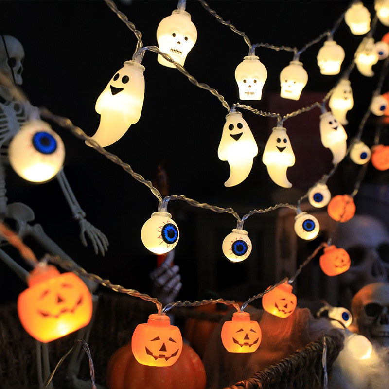 1.5m 10Led Halloween Light String Pumpkin Skull Eye Balls Ghost Festival Party Lantern Trick Or Treat Happy Halloween Day Decor