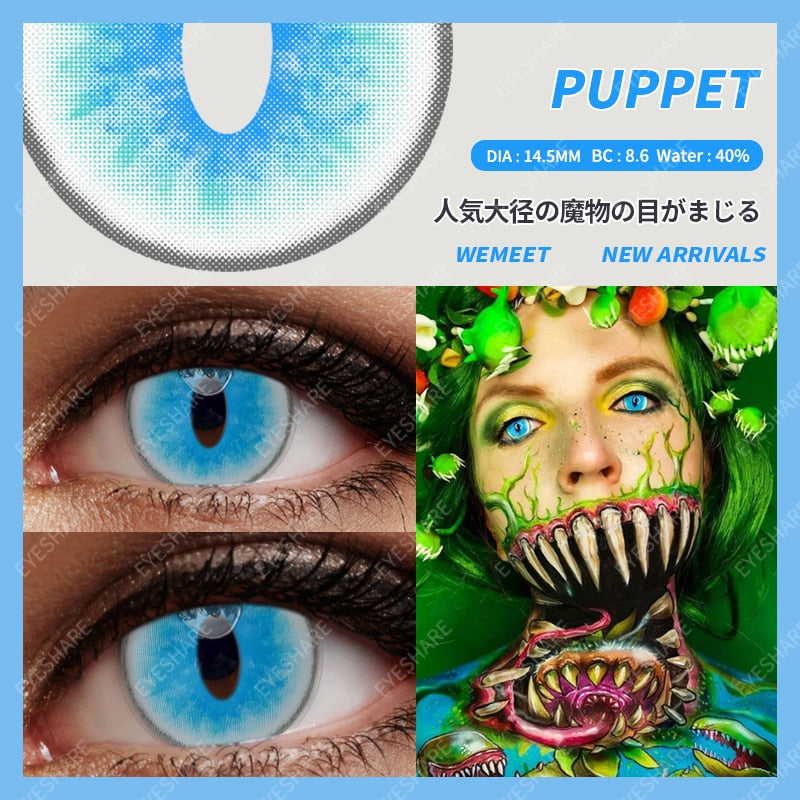 Blue Color Contact Lenses for Eyes Cosplay Yearly Makeup Halloween Beauty Color Contact Lenses Free Shipping