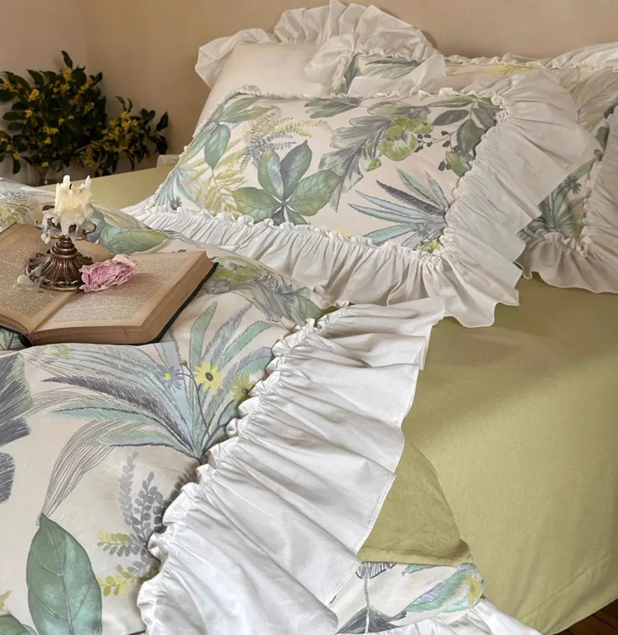 OKLULU  -  Fresh french pastoral green bedding set,full queen king fairyfair ruffled cotton home textile bed sheet pillow case quilt cover