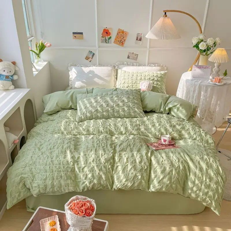 Oklulu Bedroom Sets Bedding Set Queen Size Bed Sheets Set Quilt Cover Schoolgirl Washed Cotton Sheet Beddings Sets Girl