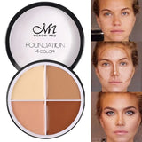 Oklulu 4 Colors Concealer Makeup Palette Waterproof Moisturizing Coverage Dark Circle Face Contour Bronzer Foundation Cream Cosmetic