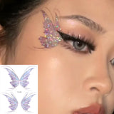 OKLULU  -  3D Fairy Butterfly Wings Shiny Tattoo Sticker Waterproof Eyes Face Body Art Fake Tattoos For Women Makeup Dance Music Festival