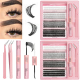 OKLULU  -  High Quality DIY Mix Clusters Kit Lash Clusters With Strong Hold Lash Bond And Seal And Eyelash Tweezers Lash Cluster Kit