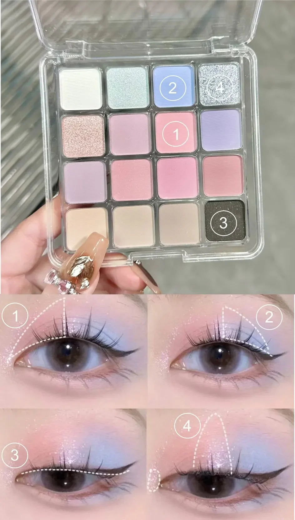 Oklulu 16 Colors Eyeshadow Palette Pearlescent Matte Low Saturation Waterproof Glitter Eye Shadow Lasting Eyes Makeup Korean Cosmetics