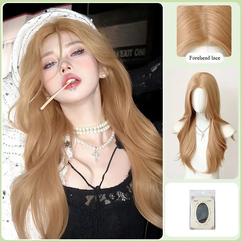 OKLULU  -  blonde Synthetic Hair Wigs Long Wavy Natural Hair Wigs for Women Natural Wave Cosplay Party Daily Use Lolita Wig Heat Resistant