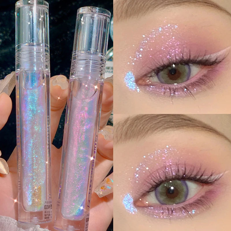 Oklulu  Water Light Diamond Glitter Liquid Eyeshadow Highlighter Polarized Liquid Eyeshadow Bright Lying Silkworm Lasting Eye Cosmetics