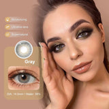 OKLULU （0~-6.00）Natural Colored Contact Lenses with Prescription Myopia Lenses with Degree Brown Lenses Gray Pupils