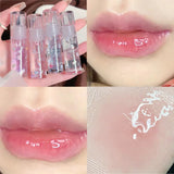 Oklulu Cotton Candy Transparent Lip Gloss Mirror Moisturizing Lip Oil Lasting Clear Glitter Hydrating Plumping Liquid Lipstick Makeup