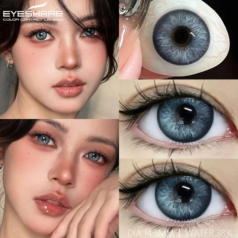 OKLULU  -   1Pair New Colored Contact Lenses for Eyes Brown Lenses Green Eye Lenses Gray Pupils Yearly Cosmetic Eye Contact Lens