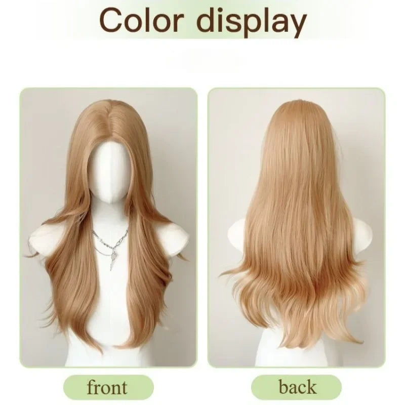 OKLULU  -  blonde Synthetic Hair Wigs Long Wavy Natural Hair Wigs for Women Natural Wave Cosplay Party Daily Use Lolita Wig Heat Resistant