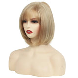 OKLULU  -  Hair Extensions Synthetic Fashion Women Wigs Short Straight Bob Hairstyle Blonde HighLights Hair Wig Heat Resistant Fiber