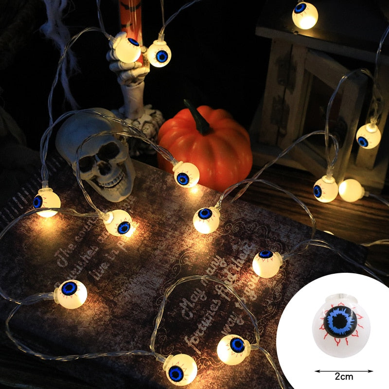 1.5m 10Led Halloween Light String Pumpkin Skull Eye Balls Ghost Festival Party Lantern Trick Or Treat Happy Halloween Day Decor