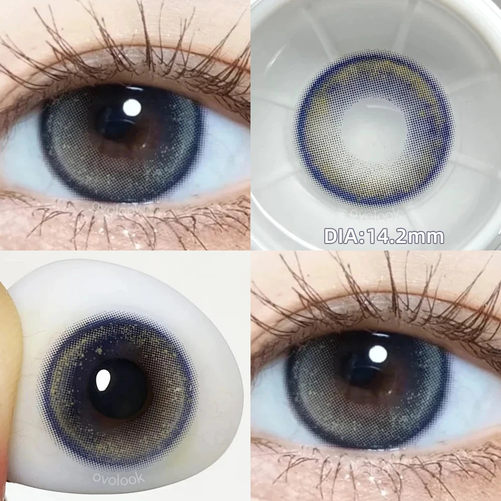 OKLULU 2PCS/Pair Free Delivery Colored Contact Lenses Myopia Prescription Lens Natural Pupils Color Lenses Blue Brown Lens