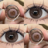 OKLULU 1Pair Natural Colored Contact Lenses with Prescription Myopia Lenses Pink Brown Lenses Yearly High Quality Korean Lenses