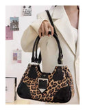 OKLULU  -  Hot Girls Leopard Print Y2k Shoulder Bag Women Vintage Handle Casual Crossbody Bags Female Versatile Retro Messenger Bag