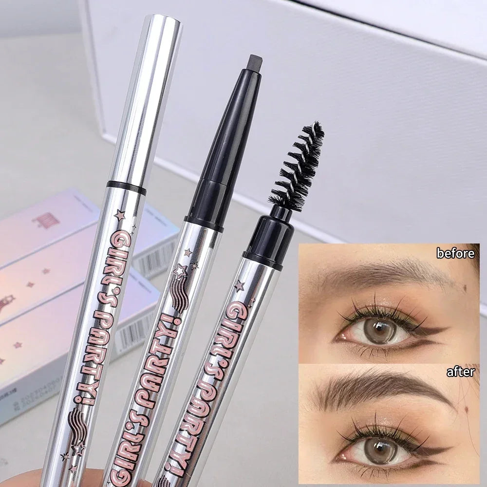 OKLULU  -  Waterproof Rotatable Coffee Brown Gray Eyebrow Pencil Lasting No Blooming Smooth Matte Double Head Eyebrow Tattoo Pen Makeup