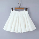 Oklulu Women Open Buttons High Waist Asymmetrical A-lined Ruched Mini Umbrella Skirt Girl Skater Skirts