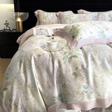 New Summer 100% Lyocell Eucalyptus Fiber Flower Pattern Bedding Set Natural Soft Silky Quilt Cover Set Bed Sheet Pillowcase