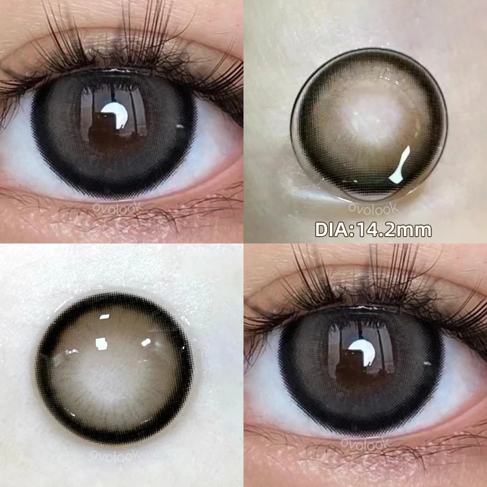 OKLULU 2PCS/Pair Free Delivery Colored Contact Lenses Myopia Prescription Lens Natural Pupils Color Lenses Blue Brown Lens