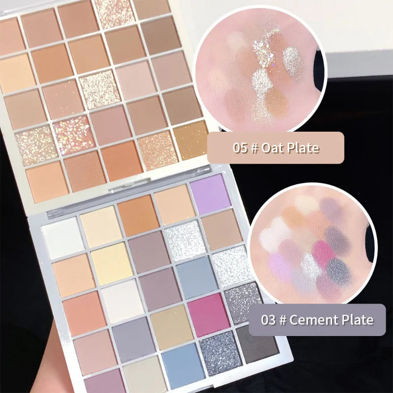 Oklulu Pearlescent Eyeshadow Palette Long-lasting Waterproof Matte Glitter Easy To Wear Earth Eyeshadow Powder Eyes Makeup Comestic