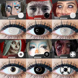 OKLULU  -  2pcs Halloween Color Contacts Lenses for Eyes Cosplay Eyes Lens White Black Multicolored Lenses Yearly Beautiful Pupil