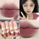 Oklulu  6 Color Brown Pink Lip Glaze Matte Liquid Lipstick Cute Strawberry Waterproof Velvet Nude Red Lip Mud Cheek Rouge Tint Cosmetics